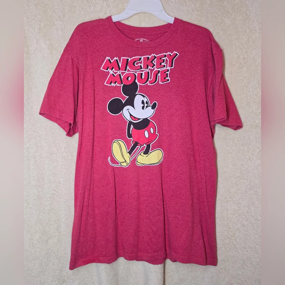 Disney Red Mickey Mouse Graphic Print Short Sleeve T-Shirt Size Large 2011 - Picture 2 of 7